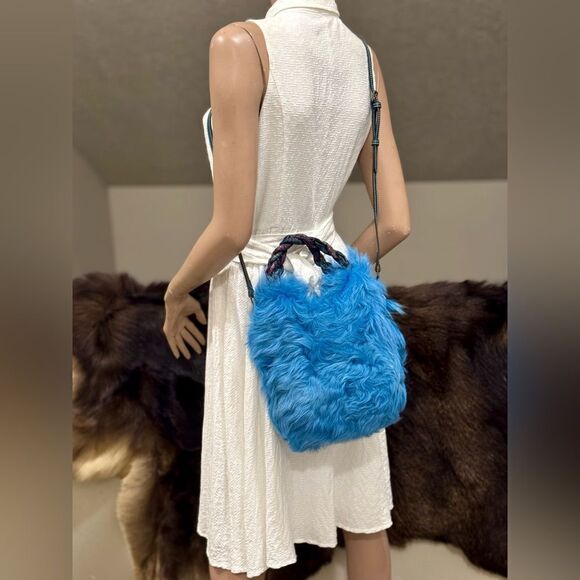 Handmade Genuine Toscana Shearling & Lambskin Braided Top Handles Bag/Crossbody - Picture 6 of 15